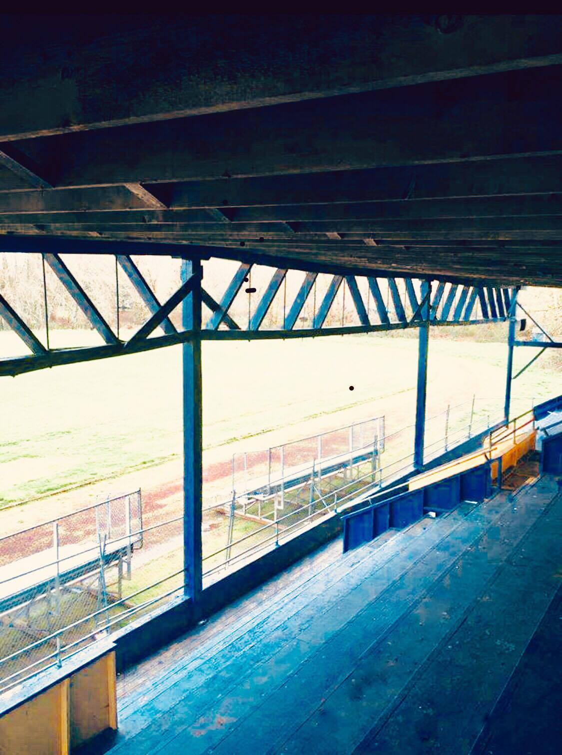Greenman Field Grandstands looking out at the football field